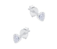 Heart Shaped CZ Silver Stud Earring STS-6661
